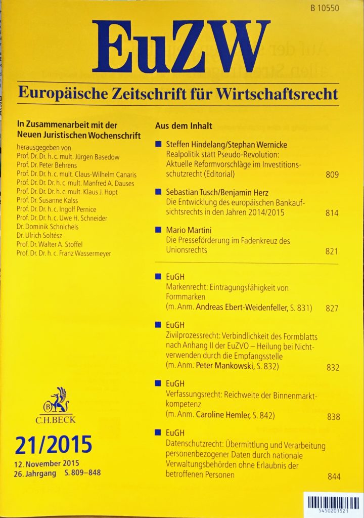 Editorial: Realpolitik statt Pseudo-Revolution: Aktuelle Reformvorschläge im Investitionsschutzrecht (Op-ed: Realpolitik instead of Pseudo-Revolution: Current Reform Proposals in Investment Protection)