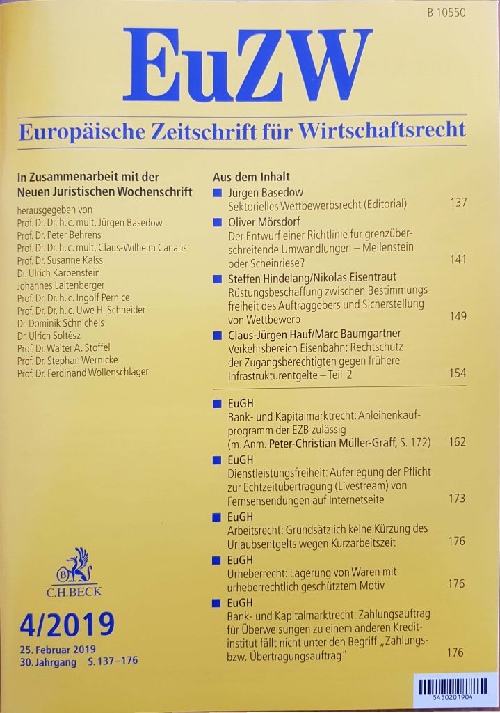 Erstellung eines Rechtsgutachtens für einen Mitgliedstaat der EU zum Verhältnis verschiedener Vorschriften der ZPO zum Unionsrecht zur Vorlage beim OLG Frankfurt