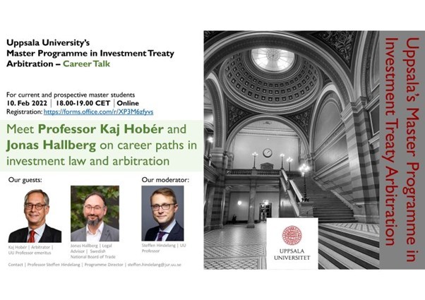Uppsala University's Master Programme in Investment Treaty Arbitration - Career Talk